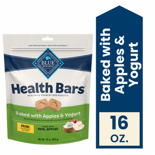 Blue Buffalo Health Bars Mini Crunchy Dog Biscuits, Apples & Yogurt, 16 oz Bag