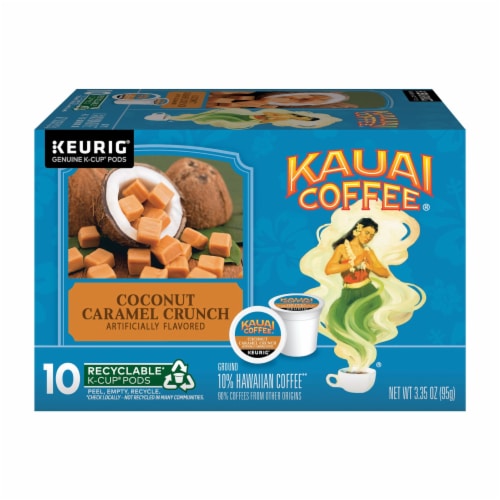 Kauai Coffee 10% Hawaiian Ground Coconut Caramel Crunch Coffee 10 K-Cup Pods