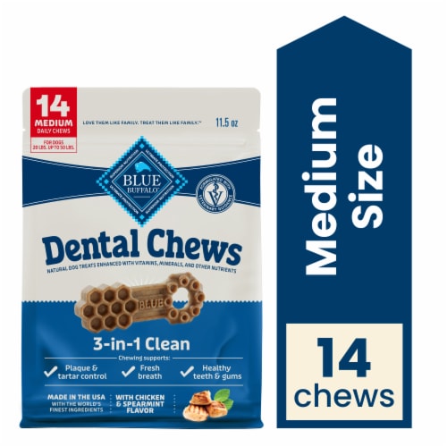 Blue Buffalo Dental Chews Medium Natural Dog Treats Chicken & Spearmint
