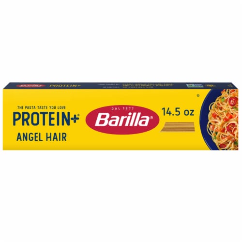 Barilla Protein+ (Plus) Angel Hair Pasta Non-GMO and Kosher Certified Plant Based Protein Pasta