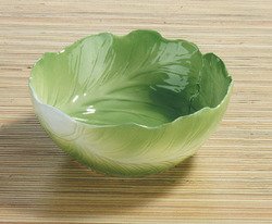Green Cabbage Salad Bowl Collectible Vegetable Ceramic Glass Platter