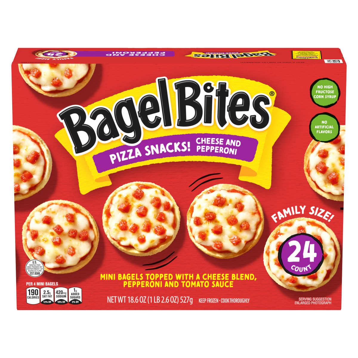 Cheese & Pepperoni Mini Pizza Bagel Frozen Snacks