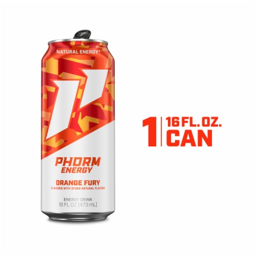 Phorm Energy Orange Fury 16 fl oz Can, 200 Mg Natural Caffeine From Green Tea