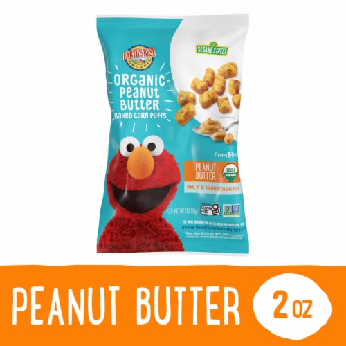 Earth's Best Organic Corn Puffs for Toddlers 2 Years Old and Up, Peanut Butter Flavor