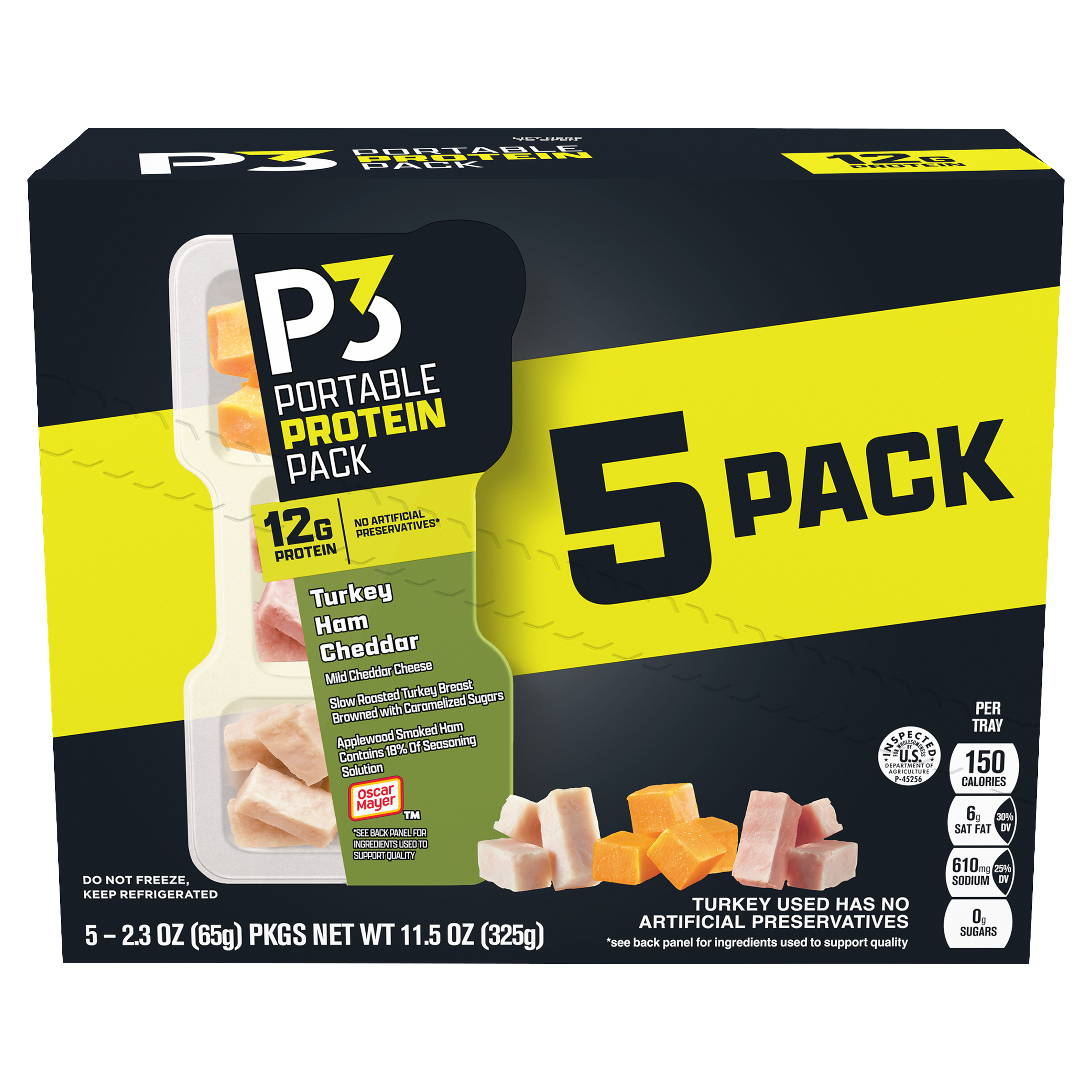 Portable Protein Pack with Turkey, Ham & Cheddar Cheese
