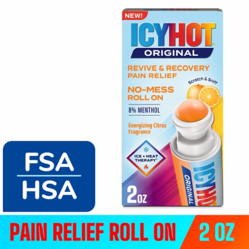Icy Hot Original Pain Relief Revive & Recovery No-Mess Roll-On Applicator With 8% Menthol