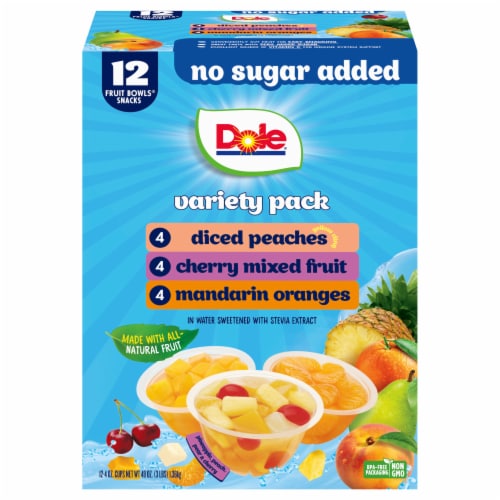 Dole Assorted Fruit Bowls Snacks Variety Pack 12 - 4 oz Cups