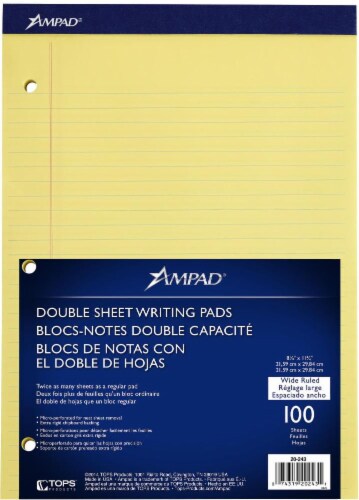 Ampad Wide Ruled Double Sheet Writing Pad - 100 Sheets - Yellow