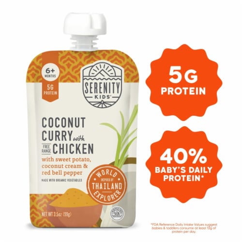 Serenity Kids Coconut Curry Chicken with Organic Vegetables Pouch, 3.5oz