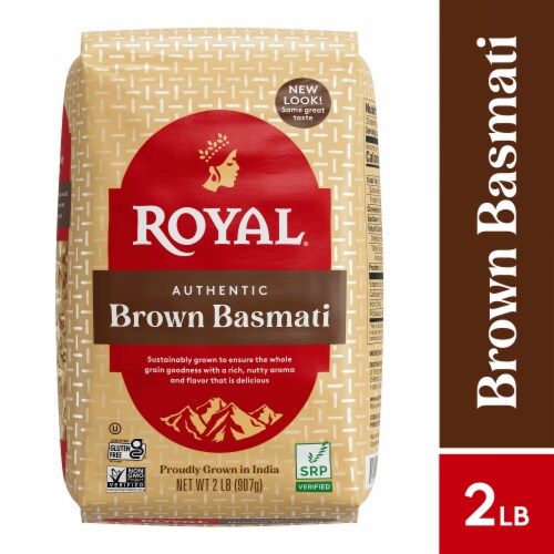 Royal Brown Basmati Rice - Authentic Long Grain Basmati Rice - 2 lb Bag