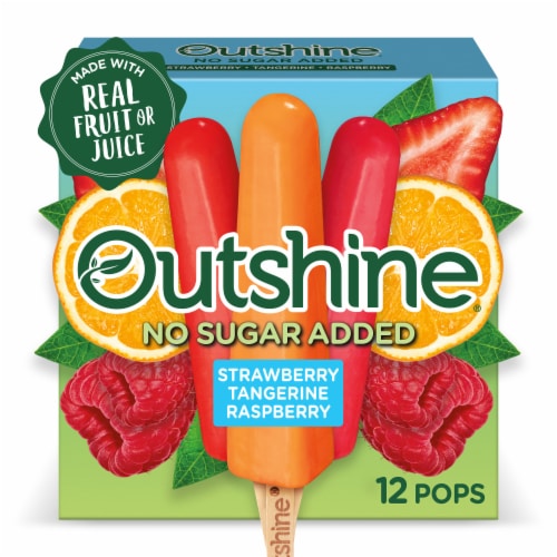 Outshine No Sugar Added Strawberry, Tangerine, and Raspberry Frozen Fruit Pops, 12 Count