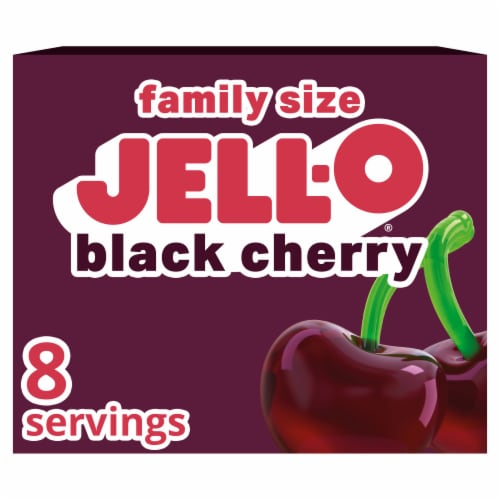 Jell-O Black Cherry Artificially Flavored Gelatin Dessert Mix, Family Size, 6 oz Box