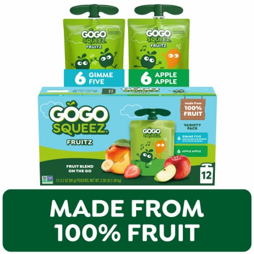 GoGo squeeZ No Sugar Added Apple Gimme 5 Applesauce & Fruit Puree Puree Pouches