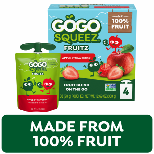 GoGo squeeZ No Sugar Added Apple Strawberry Applesauce Pouches