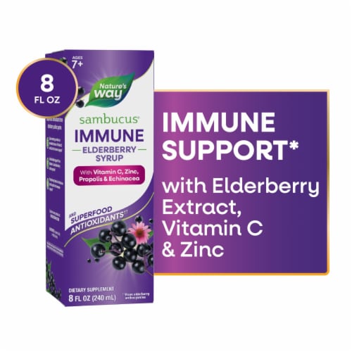 Nature's Way Sambucus Immune Elderberry With Vitamin C Zinc Echinacea Propolis Immune Support Syrup