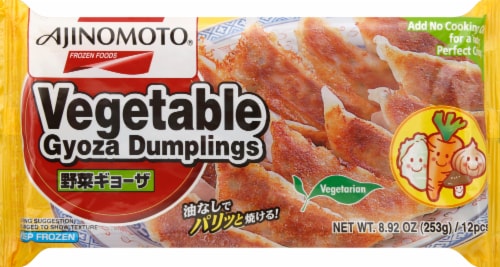 Item 6430143 Ajinomoto Vegetable Gyoza Dumplings 12ct. Net wt. 8.92oz. per package. Retail package UPC