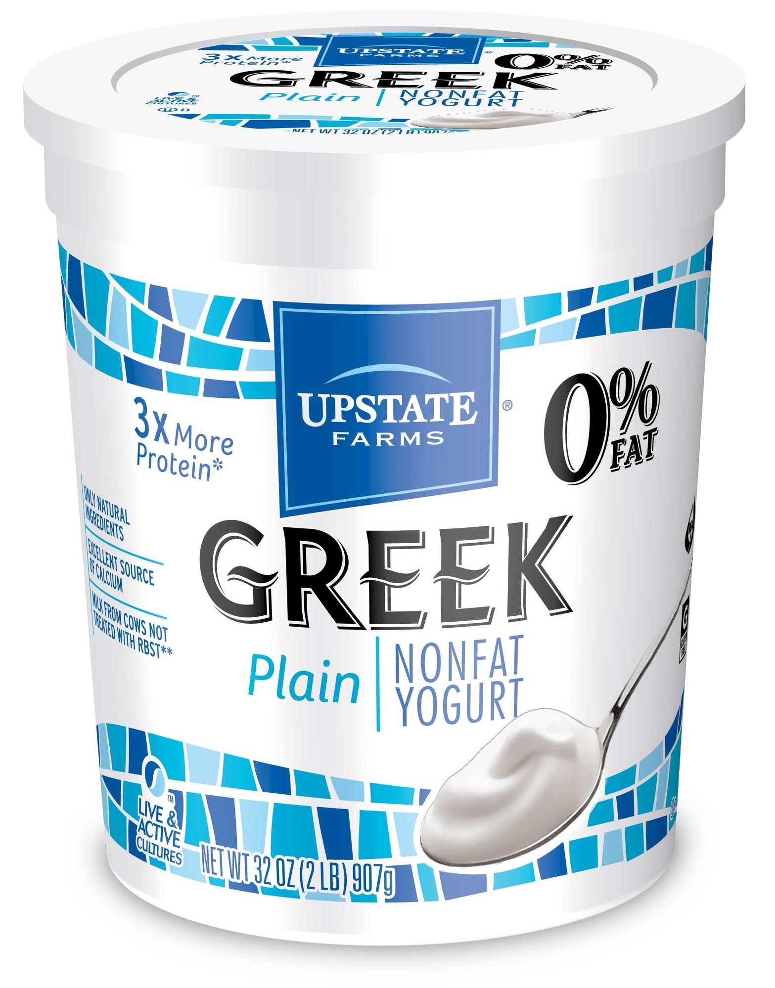 Upstate Farms Plain Non Fat Greek Yogurt 2LB