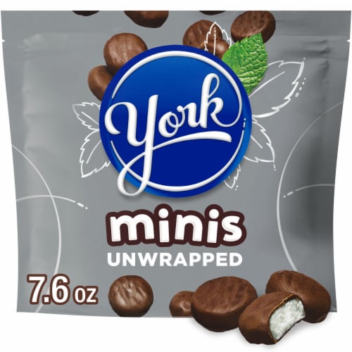 YORK Minis Unwrapped Dark Chocolate Peppermint Patties Candy Bag