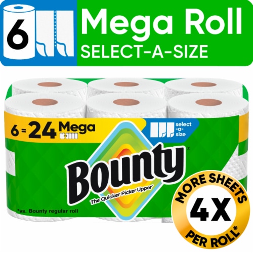 Bounty Paper Towels Select-A-Size White 6 Mega Rolls