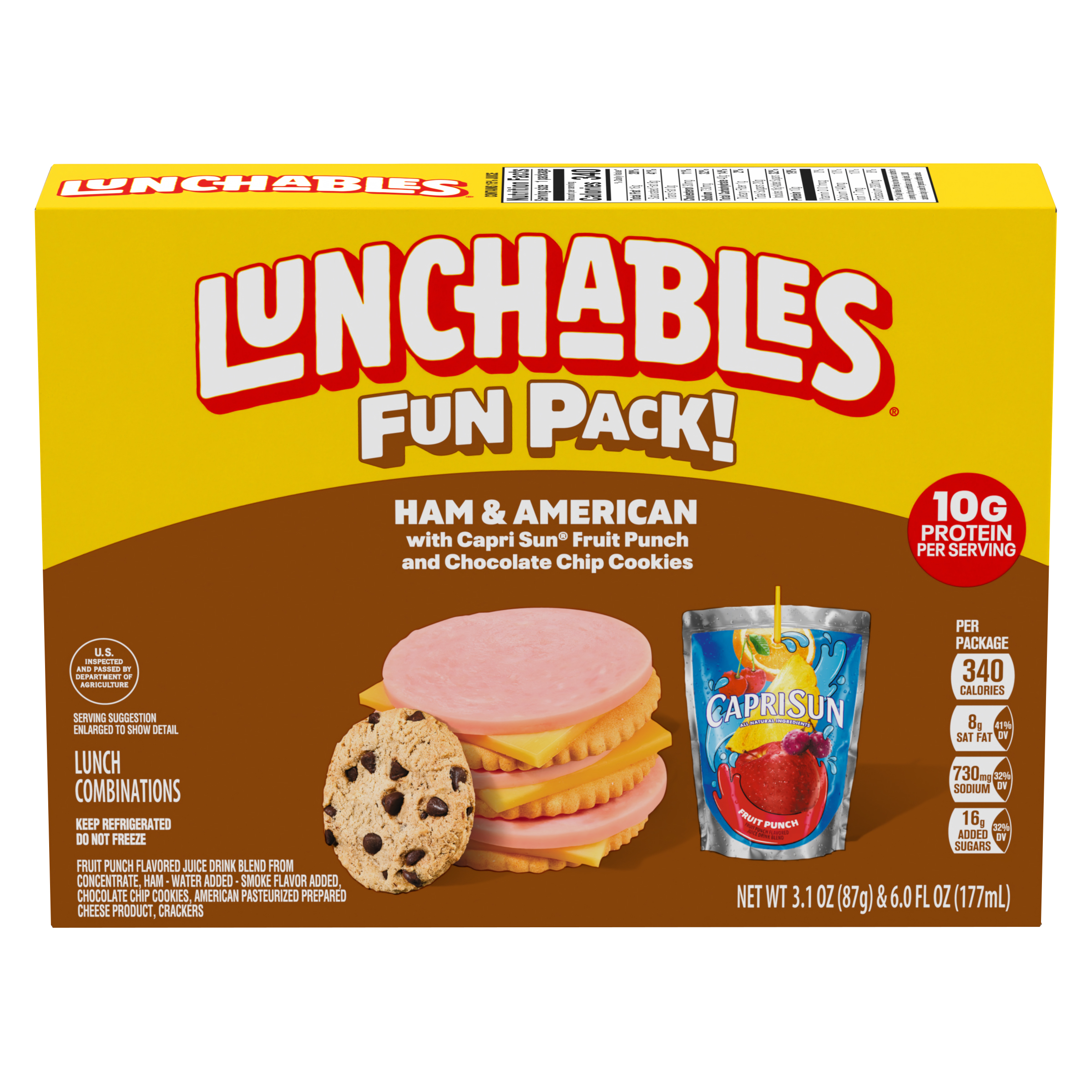 Ham & American with Capri Sun Fruit Punch and Chocolate Chip Cookies Fun Pack