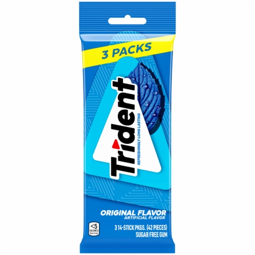 Trident 3 Pack Sugar Free Chewing Gum Sticks with Xylitol Original Flavor