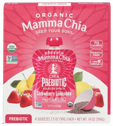 Mamma Chia® Organic Strawberry Lemonade Prebiotic Squeeze Snack