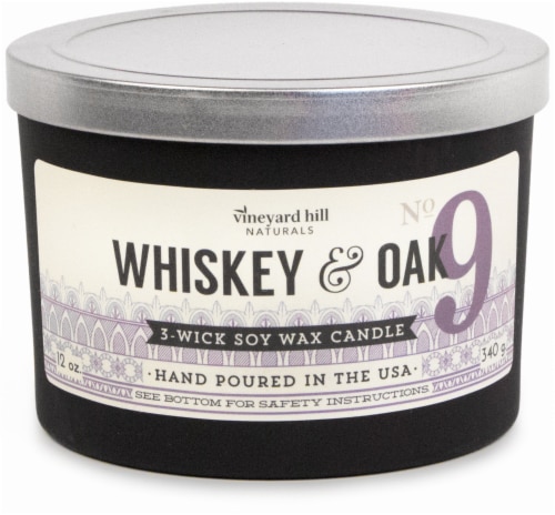 Vineyard Hill Naturals 3-Wick Whiskey & Oak Scented Soy Jar Candle