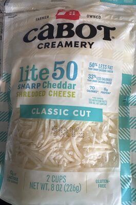 Cabot Cheddar Sharp Light Shredded 8 oz pack