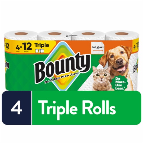 Bounty Paper Towels Full Sheet White 4 Triple Rolls
