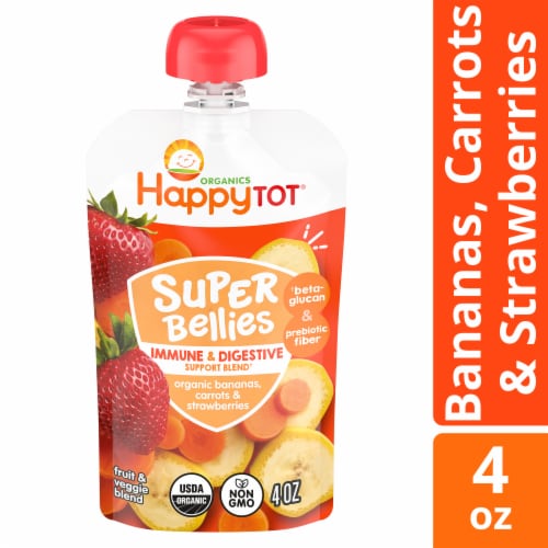 Happy Tot Super Bellies Stage 4 Immune+Digestive Support Bananas Carrots Strawberries Pouch