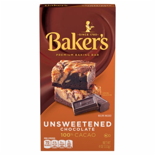 Baker's Unsweetened Chocolate Premium Baking Bar with 100 % Cacao, Box