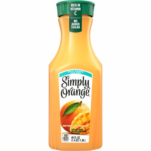 Simply Orange w/ Mango Juice Bottle, 46 fl oz