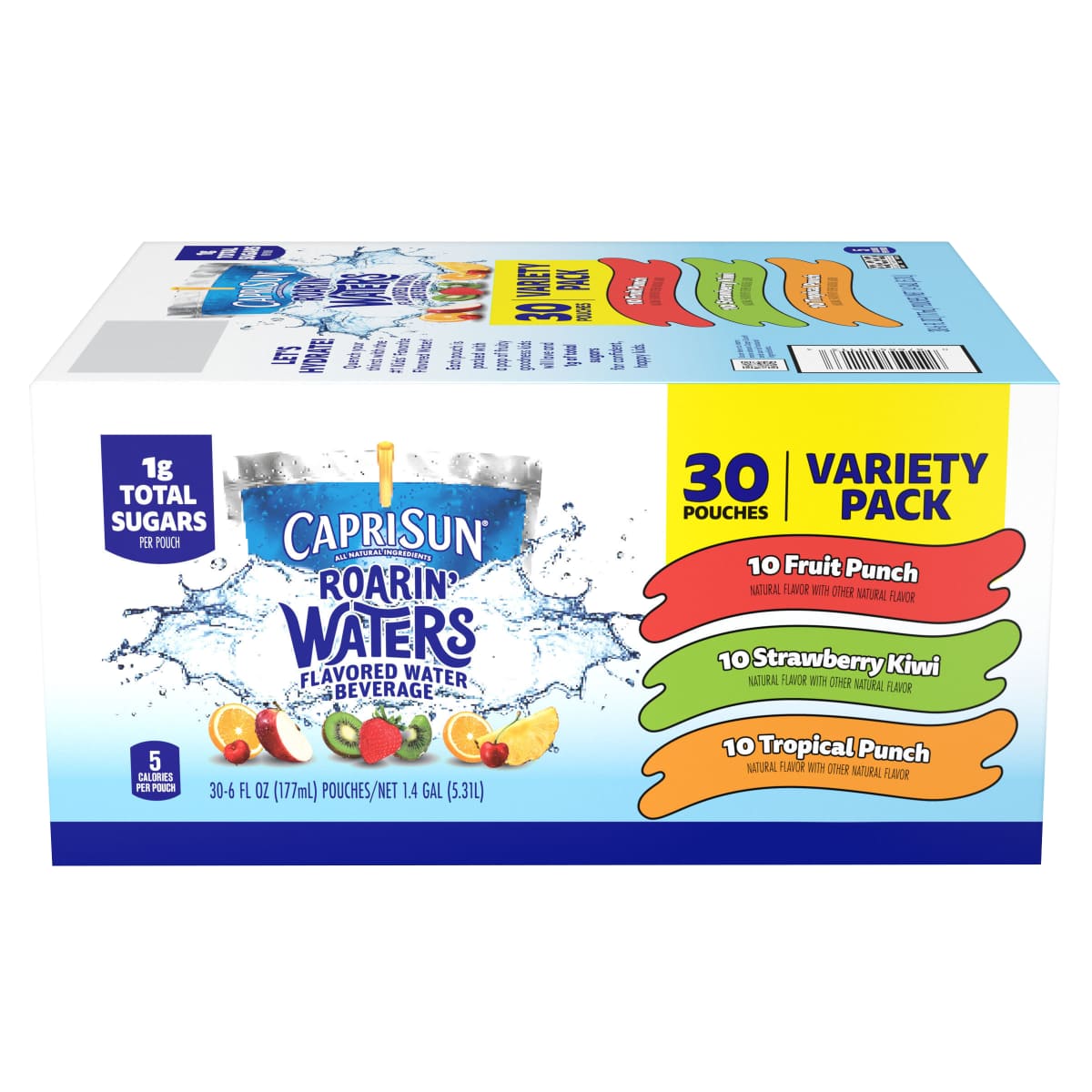 Roarin' Waters Fruit Punch, Strawberry Kiwi & Tropical Punch Flavored with other natural flavor Water Beverage