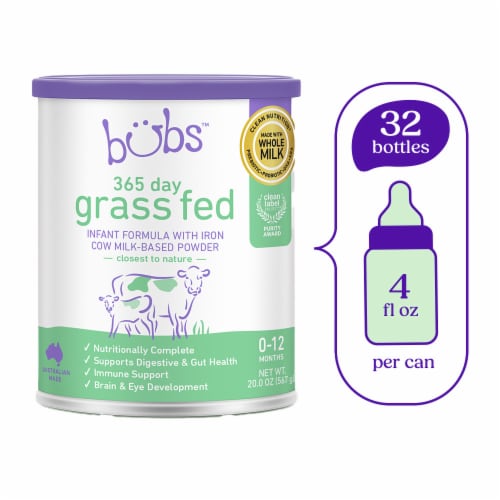 Bubs 365 Day Grass Fed Cow-Milk Based Infant Formula Powder (Babies 0-12 Months) - 20oz