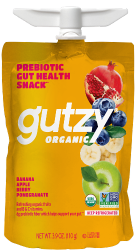 Gutzy Organic Banana, Apple, Berry & Pomegranate Prebiotic Gut Health Snack Pouch