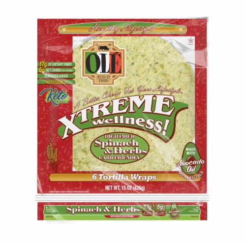 Ole Xtreme Spinach & Herbs Burrito Wrap Keto Friendly Tortillas