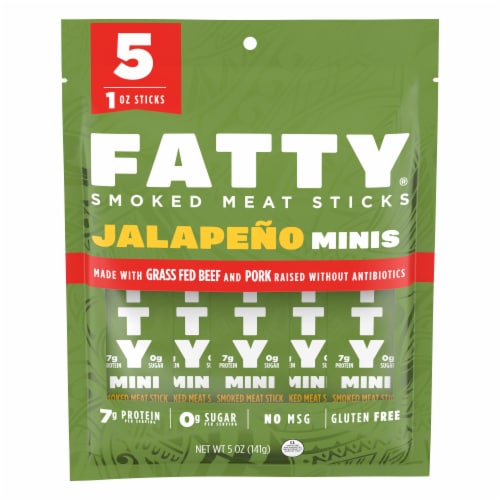 FATTY Meat Sticks, Grass-Fed Beef, 7g Protein Per Stick, Jalapeno