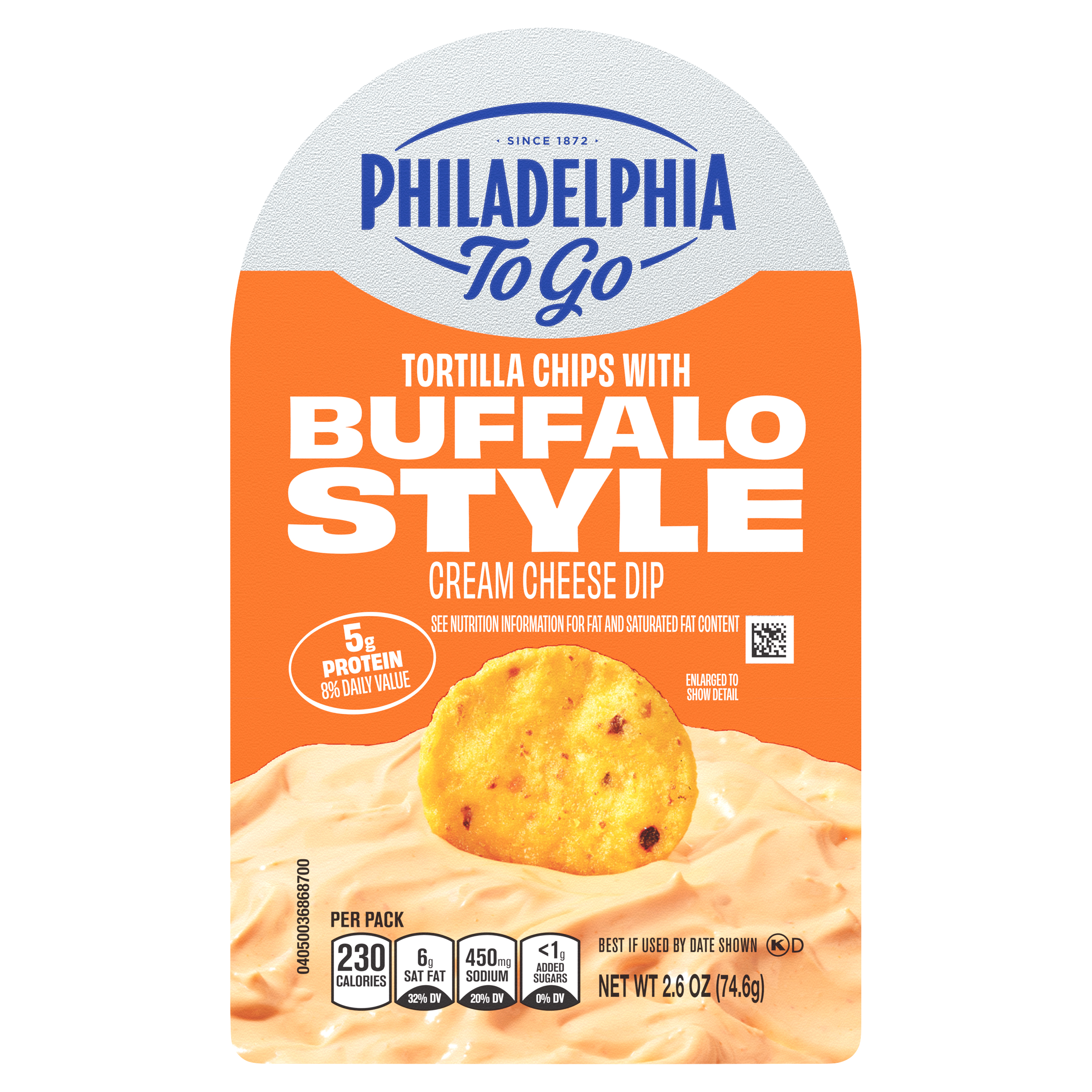 To Go Tortilla Chips with Buffalo Style Cream Cheese Dip