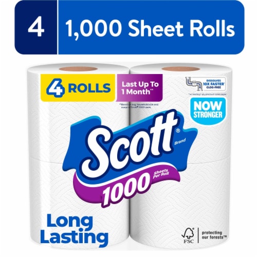 Scott® 1000 Toilet Paper 4 Rolls 1 Ply Toilet Tissue