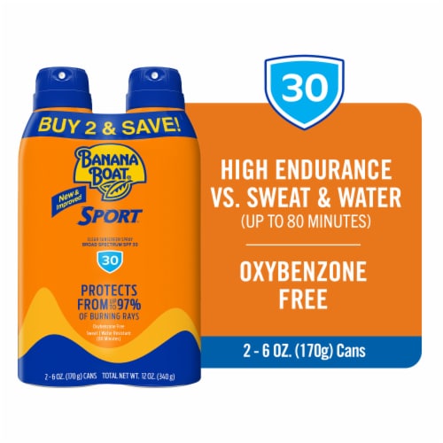 Banana Boat Sport Ultra Sunscreen Spray SPF 30 Broad Spectrum Superior Endurance Vs Sweat + Water