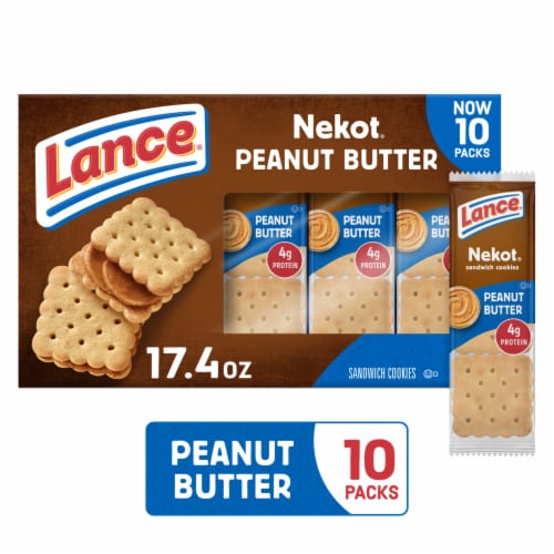 Lance Sandwich Cookies Nekot Peanut Butter 10 Individually Wrapped Packs
