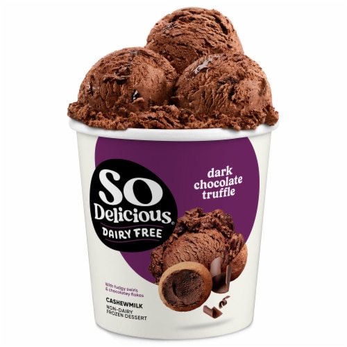So Delicious Dairy Free Vegan Dark Chocolate Truffle Cashew Milk Frozen Dessert Pint