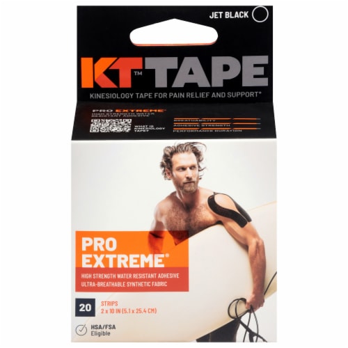 KT Tape® Pro Extreme Extra Strength Water Resistant Pain Relief & Support Tape Strips - Jet Black