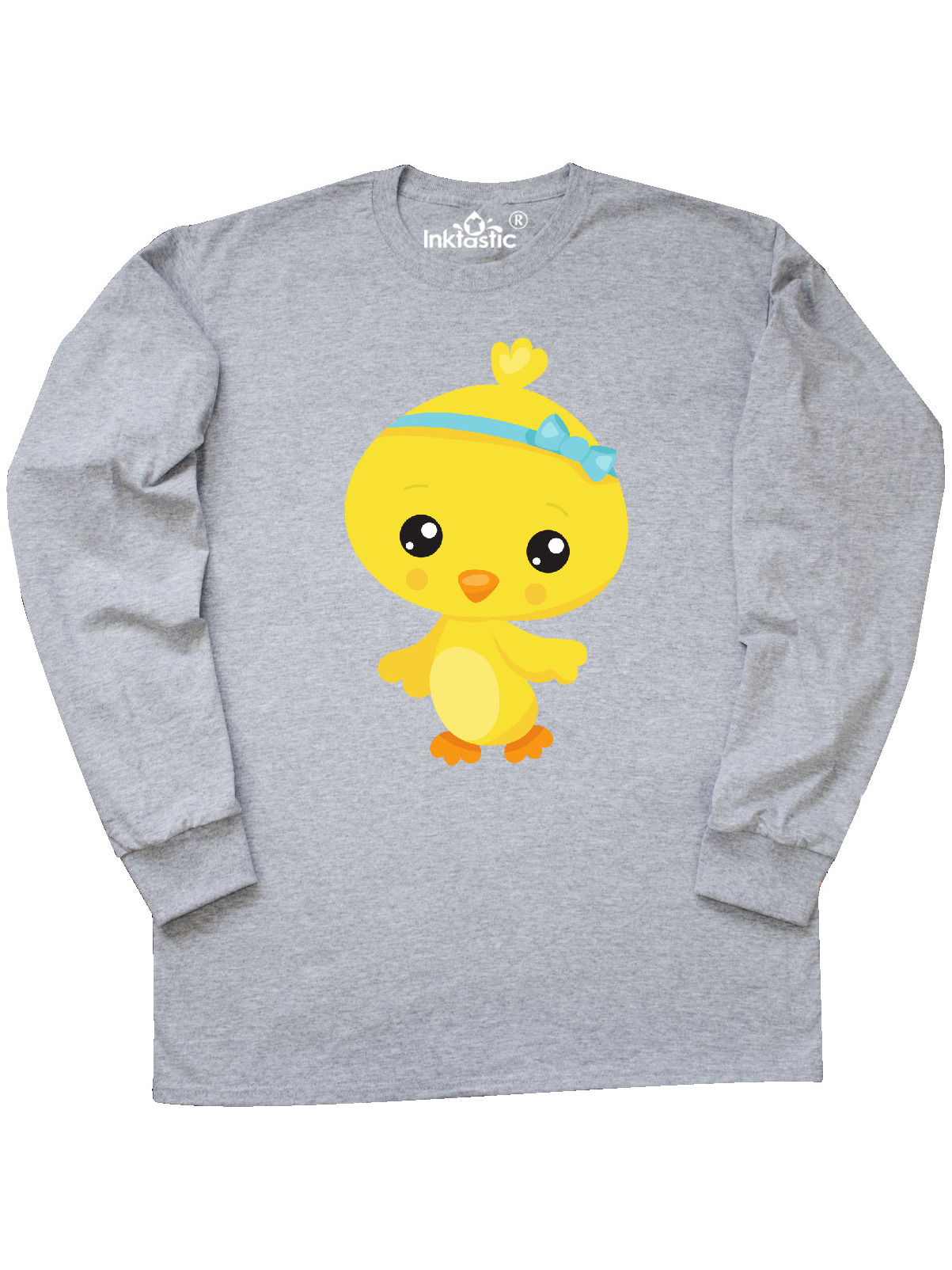 Inktastic Cute Little Chicken, Chicken with Blue Ribbon Adult Long Sleeve T-Shirt Male
