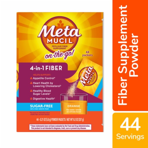 Metamucil Psyllium Fiber Supplement Sugar-Free Orange Powder Packets