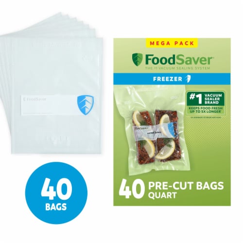 FoodSaver Quart Vacuum Seal Bags, 40 Count Pre-Cut BPA-Free Freezer Bags
