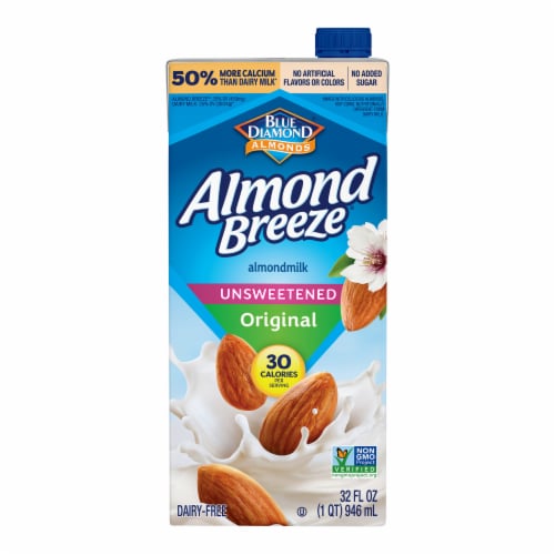 Almond Breeze Dairy Free Shelf Stable Unsweetened Original Almond Milk Quart