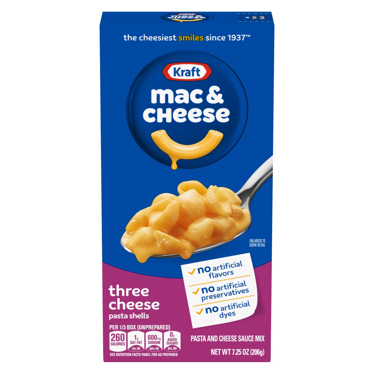 Three Cheese Mac & Cheese Macaroni and Cheese Dinner with Mini-Shell Pasta