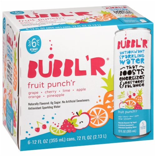 BUBBL'R Antioxidant Sparkling Water fruit punch'r 6pk