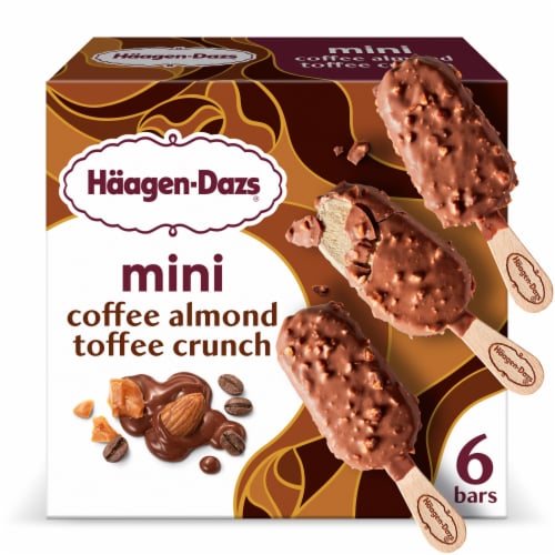Haagen Dazs Coffee Almond Toffee Crunch Mini Ice Cream Bars, 6 Count